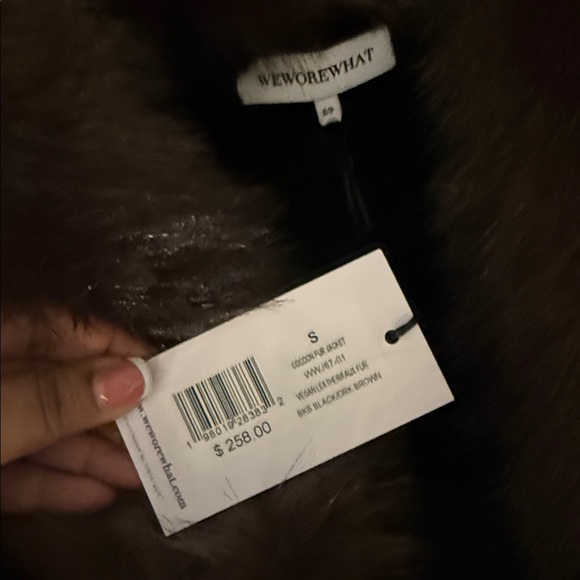 Cocoon Faux Fur Jacket in Black & Dark Brown - Picture 7 of 8